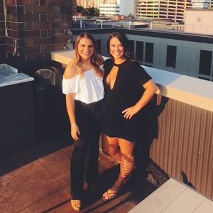 Black deep cleavage mini dress